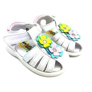 Baby Sandal Shoes Size 3 Rachel Flowers White Adjustable Summer Children Kids
